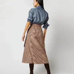 Elana Wrap Skirt In Red/Brown Check Taffeta 14 Elana Wrap Skirt In Red/Brown Check Taffeta -Modezzia Sales S71359 278