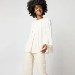 Alex Top In Ivory Double Georgette Silk 11 Alex Top In Ivory Double Georgette Silk -Modezzia Sales S71360 2765