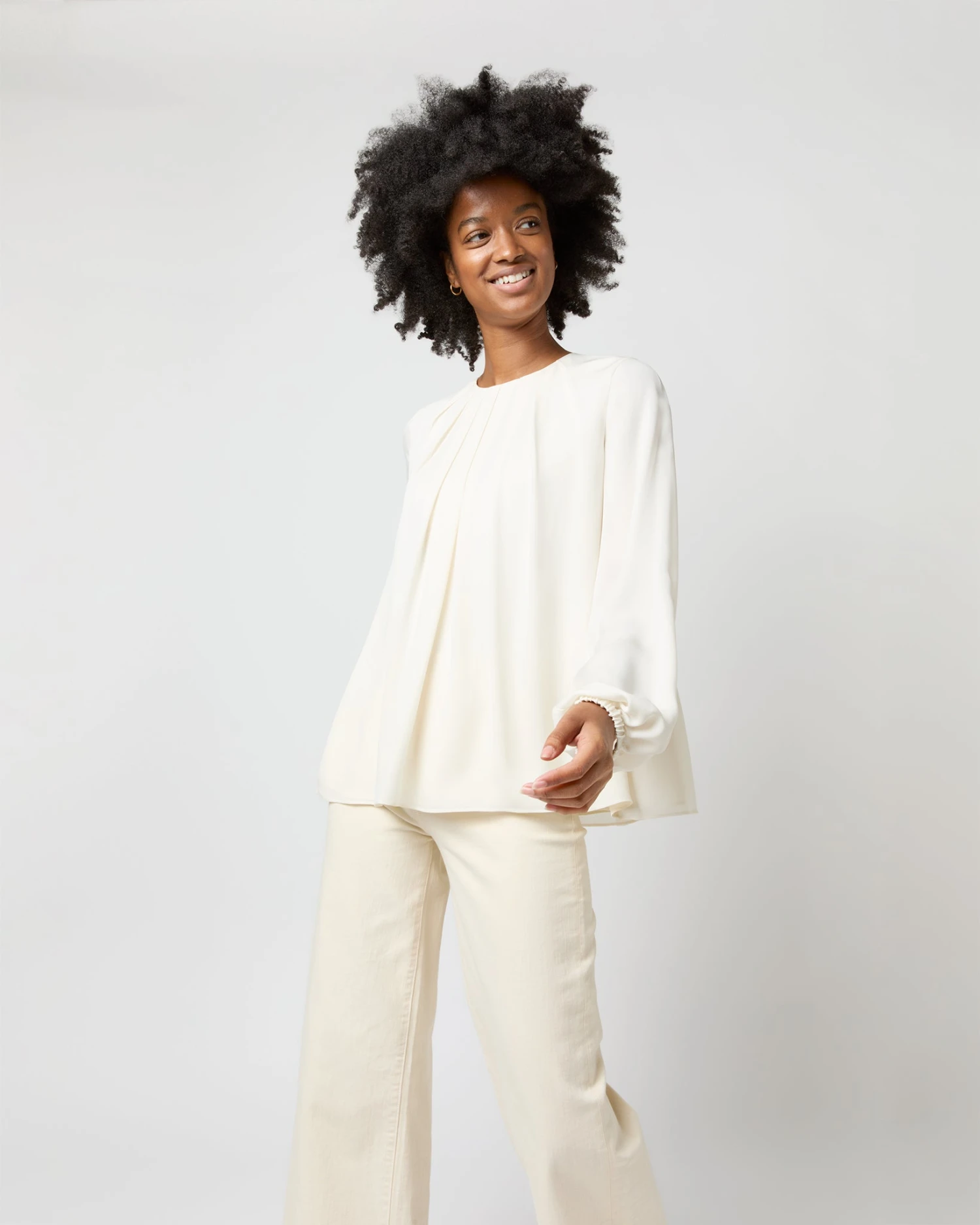 Alex Top In Ivory Double Georgette Silk 4 Alex Top In Ivory Double Georgette Silk - Image 2