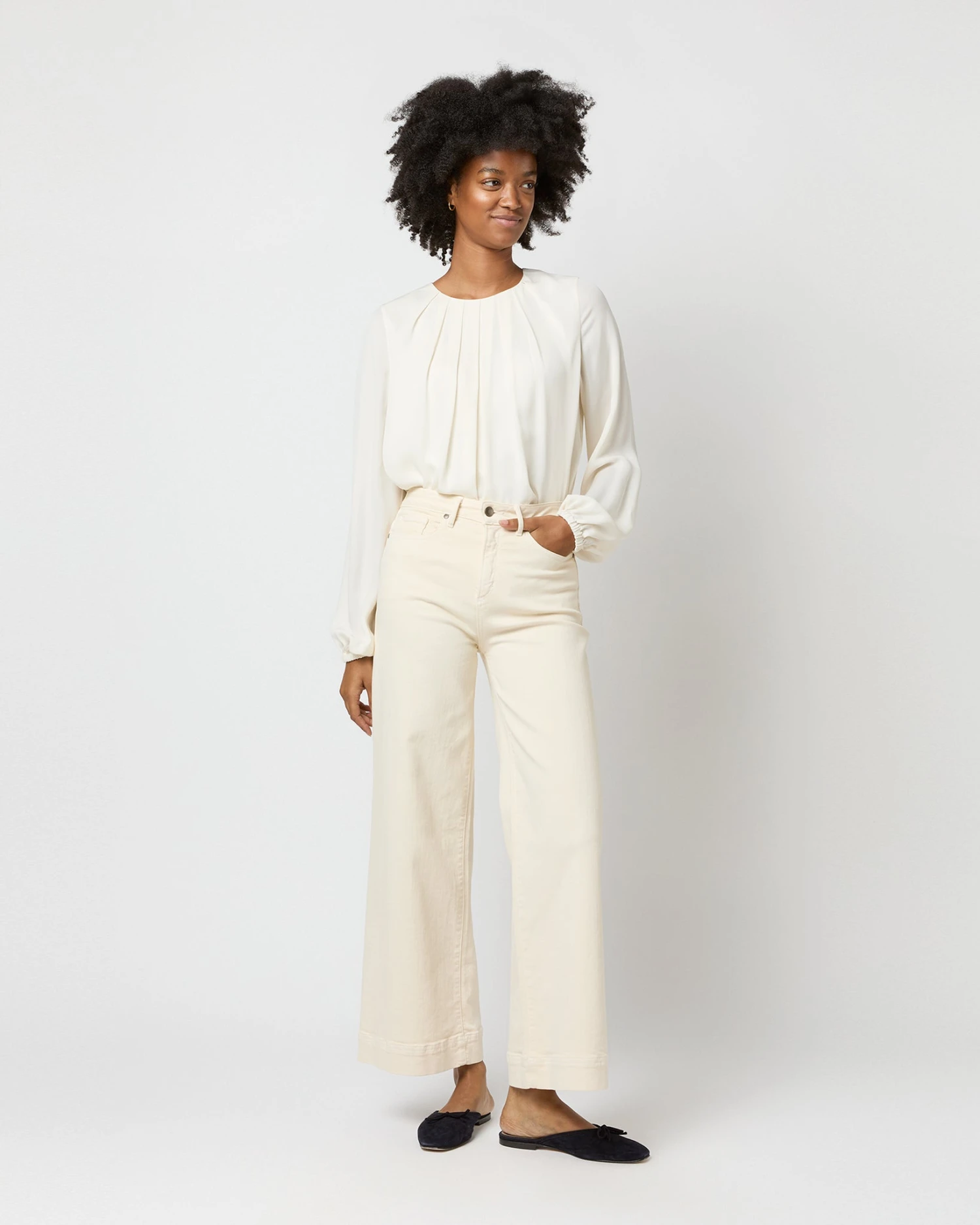 Alex Top In Ivory Double Georgette Silk 7 Alex Top In Ivory Double Georgette Silk - Image 5