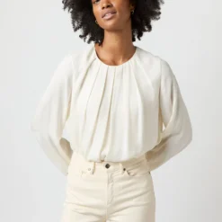 Alex Top In Ivory Double Georgette Silk 12 Alex Top In Ivory Double Georgette Silk -Modezzia Sales S71360 2847