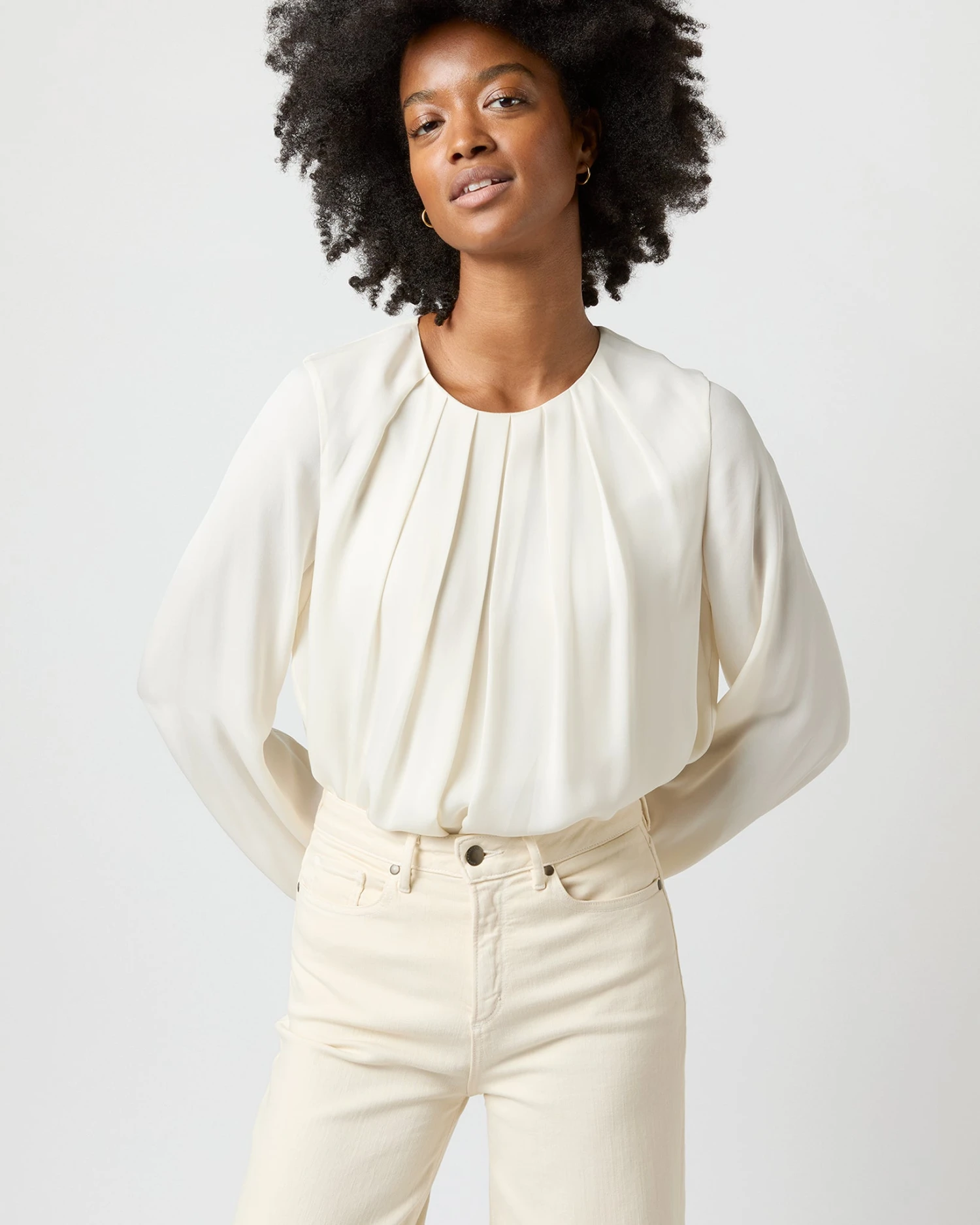 Alex Top In Ivory Double Georgette Silk 5 Alex Top In Ivory Double Georgette Silk - Image 3