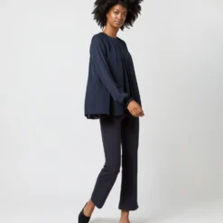 Alex Top In Navy Double Georgette Silk -Modezzia Sales S71361 1700