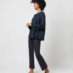 Alex Top In Navy Double Georgette Silk -Modezzia Sales S71361 1705