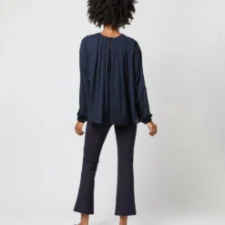 Alex Top In Navy Double Georgette Silk -Modezzia Sales S71361 1709