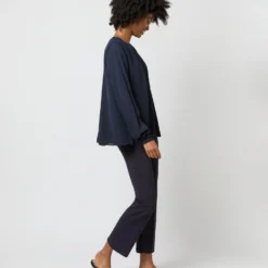 Alex Top In Navy Double Georgette Silk -Modezzia Sales S71361 1726