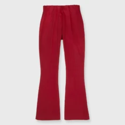 Faye Flare Cropped Pant In Red Stretch Sateen