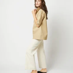 Soleil Shirt In Khaki Stretch Sateen -Modezzia Sales S71364 2607