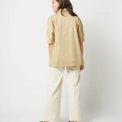Soleil Shirt In Khaki Stretch Sateen -Modezzia Sales S71364 2629