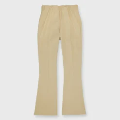 Faye Flare Cropped Pant In Khaki Stretch Sateen