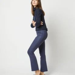 Faye Flare Cropped Seamed Pant In Navy Vegan Suede -Modezzia Sales S71369 2498