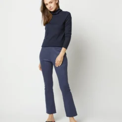 Faye Flare Cropped Seamed Pant In Navy Vegan Suede -Modezzia Sales S71369 2532