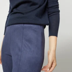 Faye Flare Cropped Seamed Pant In Navy Vegan Suede -Modezzia Sales S71369 2562