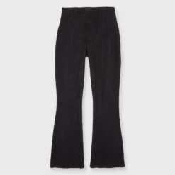 Faye Flare Cropped Seamed Pant In Black Vegan Suede