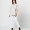 Anaya Popover Shirt In Taupe/White Multi Stripe Poplin -Modezzia Sales S71371 2077