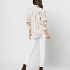 Anaya Popover Shirt In Taupe/White Multi Stripe Poplin 13 Anaya Popover Shirt In Taupe/White Multi Stripe Poplin -Modezzia Sales S71371 2105