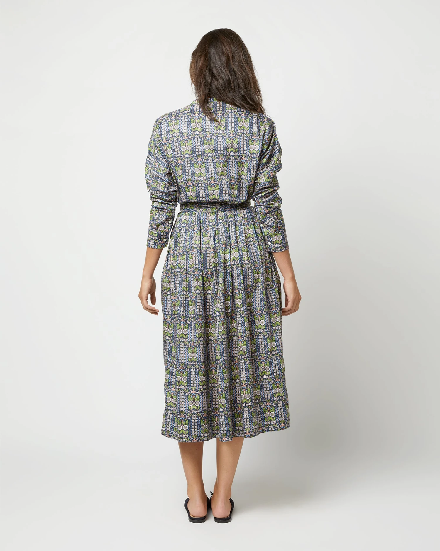 Kimono Shirtwaist Dress In Blue/Green Lindsay Garden Liberty Fabric 6 Kimono Shirtwaist Dress In Blue/Green Lindsay Garden Liberty Fabric - Image 4