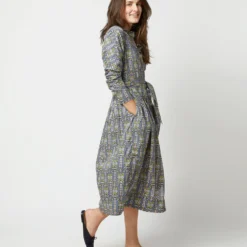 Kimono Shirtwaist Dress In Blue/Green Lindsay Garden Liberty Fabric 13 Kimono Shirtwaist Dress In Blue/Green Lindsay Garden Liberty Fabric -Modezzia Sales S71373 1582