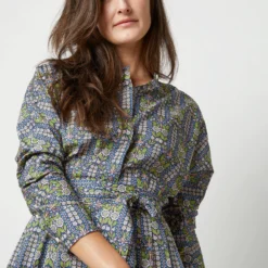 Kimono Shirtwaist Dress In Blue/Green Lindsay Garden Liberty Fabric 15 Kimono Shirtwaist Dress In Blue/Green Lindsay Garden Liberty Fabric -Modezzia Sales S71373 1614