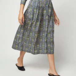 Kimono Shirtwaist Dress In Blue/Green Lindsay Garden Liberty Fabric 14 Kimono Shirtwaist Dress In Blue/Green Lindsay Garden Liberty Fabric -Modezzia Sales S71373 1629