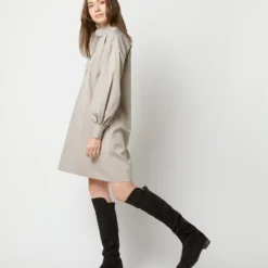 Anaya Popover Dress In Taupe Poplin 11 Anaya Popover Dress In Taupe Poplin -Modezzia Sales S71374 727