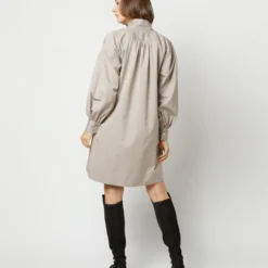 Anaya Popover Dress In Taupe Poplin 13 Anaya Popover Dress In Taupe Poplin -Modezzia Sales S71374 755