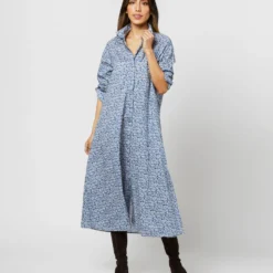 Annette Dress In Blue Helenium Liberty Fabric -Modezzia Sales S71376 1192