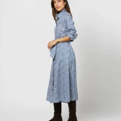 Annette Dress In Blue Helenium Liberty Fabric -Modezzia Sales S71376 1234