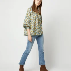 Long-Sleeved Maeve Smocking Top In Blue/Gold Nysa Liberty Fabric 12 Long-Sleeved Maeve Smocking Top In Blue/Gold Nysa Liberty Fabric -Modezzia Sales S71377 3468