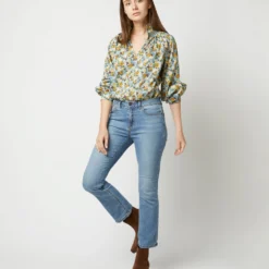 Long-Sleeved Maeve Smocking Top In Blue/Gold Nysa Liberty Fabric 16 Long-Sleeved Maeve Smocking Top In Blue/Gold Nysa Liberty Fabric -Modezzia Sales S71377 3574