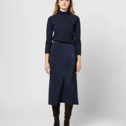 Mare Slip Skirt In Navy Silk Crepe De Chine 13 Mare Slip Skirt In Navy Silk Crepe De Chine -Modezzia Sales S71378 1065
