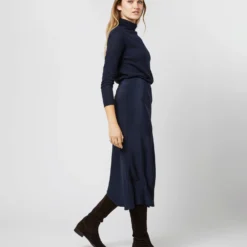 Mare Slip Skirt In Navy Silk Crepe De Chine 14 Mare Slip Skirt In Navy Silk Crepe De Chine -Modezzia Sales S71378 1108