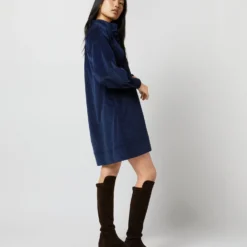 Anaya Popover Dress In Navy Stretch Cord 12 Anaya Popover Dress In Navy Stretch Cord -Modezzia Sales S71384 278