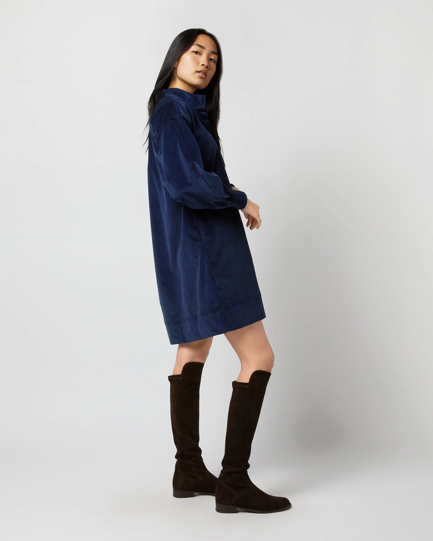 Anaya Popover Dress In Navy Stretch Cord 5 Anaya Popover Dress In Navy Stretch Cord - Image 3
