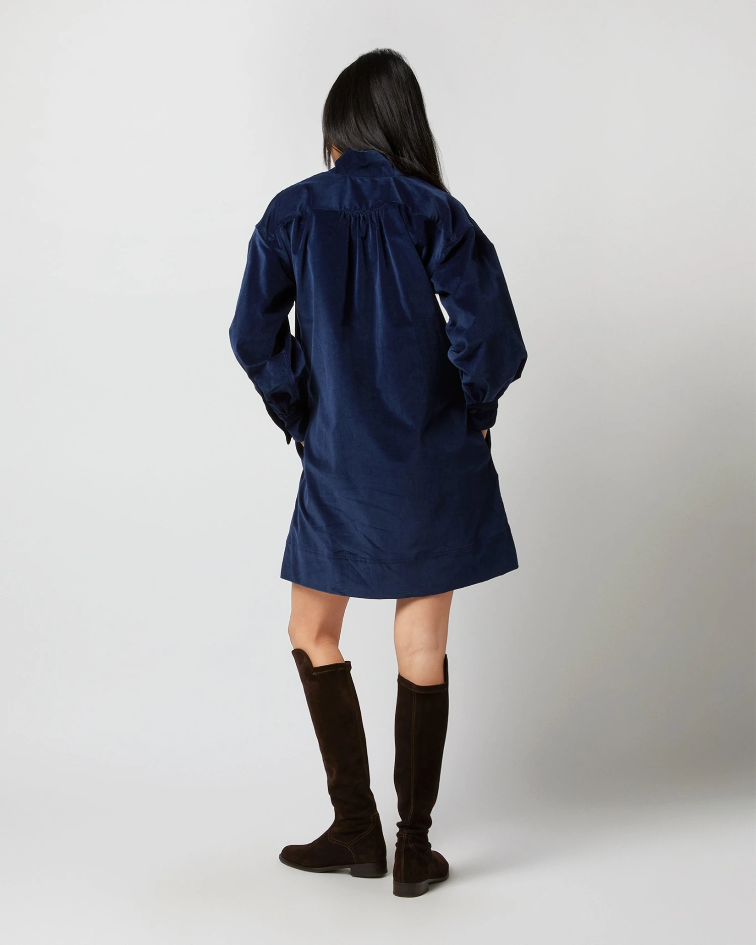 Anaya Popover Dress In Navy Stretch Cord 6 Anaya Popover Dress In Navy Stretch Cord - Image 4