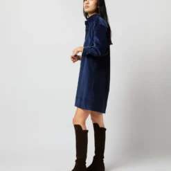Anaya Popover Dress In Navy Stretch Cord 14 Anaya Popover Dress In Navy Stretch Cord -Modezzia Sales S71384 293