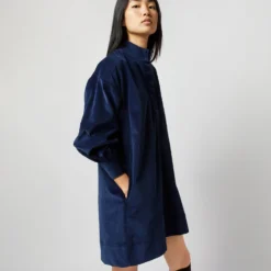 Anaya Popover Dress In Navy Stretch Cord 17 Anaya Popover Dress In Navy Stretch Cord -Modezzia Sales S71384 324