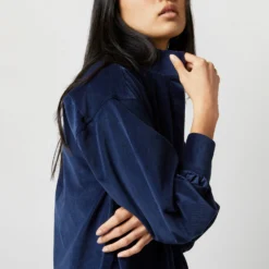 Anaya Popover Dress In Navy Stretch Cord 16 Anaya Popover Dress In Navy Stretch Cord -Modezzia Sales S71384 361