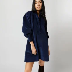 Anaya Popover Dress In Navy Stretch Cord 15 Anaya Popover Dress In Navy Stretch Cord -Modezzia Sales S71384 369