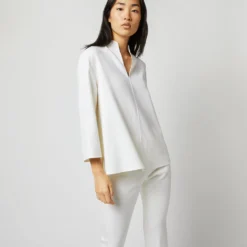 Camilla Top In Ivory Double-Weave Wool -Modezzia Sales S71387 2469