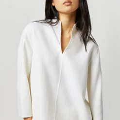 Camilla Top In Ivory Double-Weave Wool -Modezzia Sales S71387 2487