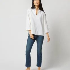 Camilla Top In Ivory Double-Weave Wool -Modezzia Sales S71387 2622