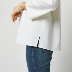 Camilla Top In Ivory Double-Weave Wool -Modezzia Sales S71387 2710