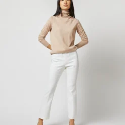 Faye Flare Cropped Pant In Ivory Double-Weave Wool