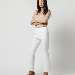 Faye Flare Cropped Pant In Ivory Double-Weave Wool -Modezzia Sales S71388 2192