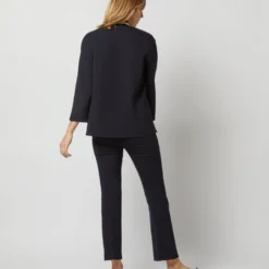 Camilla Top In Navy Double-Weave Wool -Modezzia Sales S71389 2176