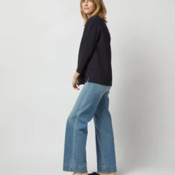 Camilla Top In Navy Double-Weave Wool -Modezzia Sales S71389 2257