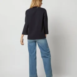 Camilla Top In Navy Double-Weave Wool -Modezzia Sales S71389 2270