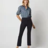 Faye Flare Cropped Pant In Navy Double-Weave Wool 2 Faye Flare Cropped Pant In Navy Double-Weave Wool -Modezzia Sales S71390 1868