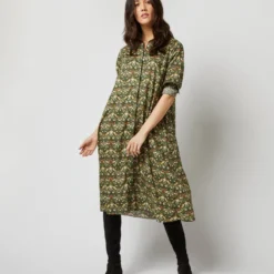 Long-Sleeved Gianna Dress In Hunter Multi Strawberry Thief Liberty Fabric 18 Long-Sleeved Gianna Dress In Hunter Multi Strawberry Thief Liberty Fabric -Modezzia Sales S71392 344